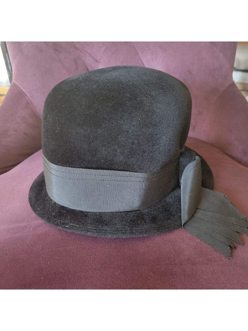 Vintage 1920s B. Forman Co. Riviera Italian Made Black Velour Hat Chapeau - Picture 2 of 10